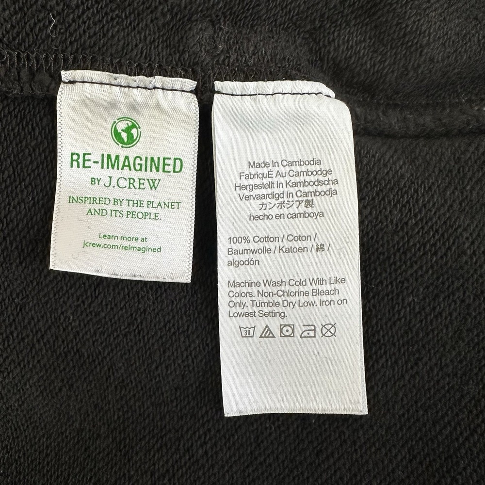 J Crew Pullover Sweatshirt Men's‎ Large Half Zip Black 100% Cotton Preppy Casual - Picture 5 of 7